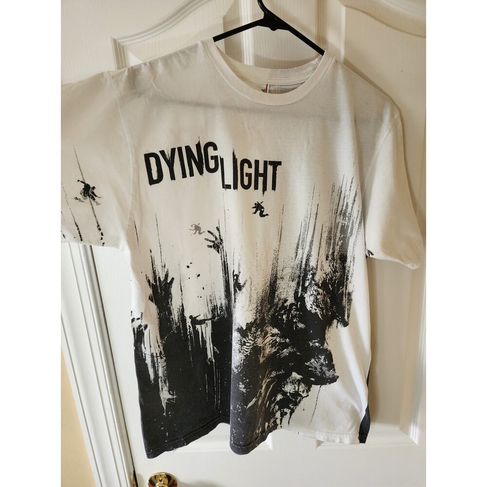 Dying Light Video Game Promo T-Shirt Size L Anvil White Black AOP 2015